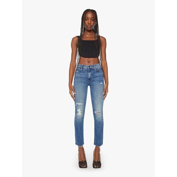 Mother Mid Rise Dazzler Ankle Fray Skinny Jeans - Picture 1 of 16